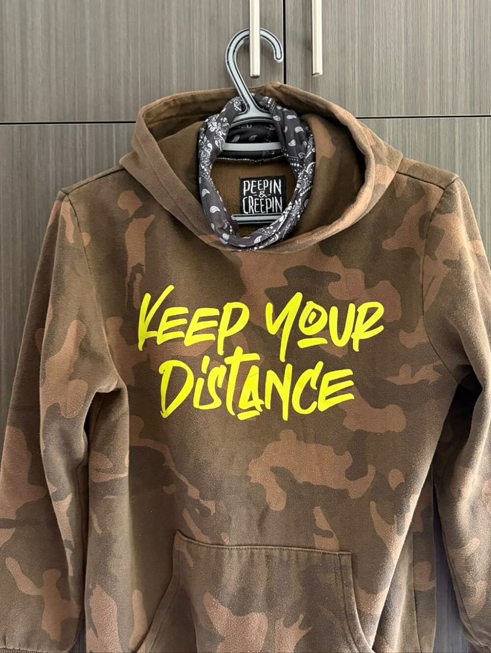 Boys Brown Camo Peepin & Creepin Hoodie Streatwear Size 12-14